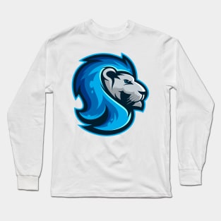 Blue lion head illustration character Long Sleeve T-Shirt